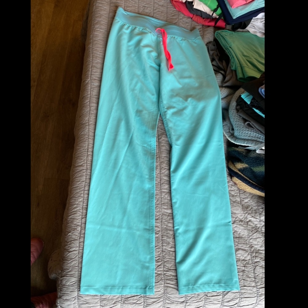 Neon blue figs scrub pants small tall